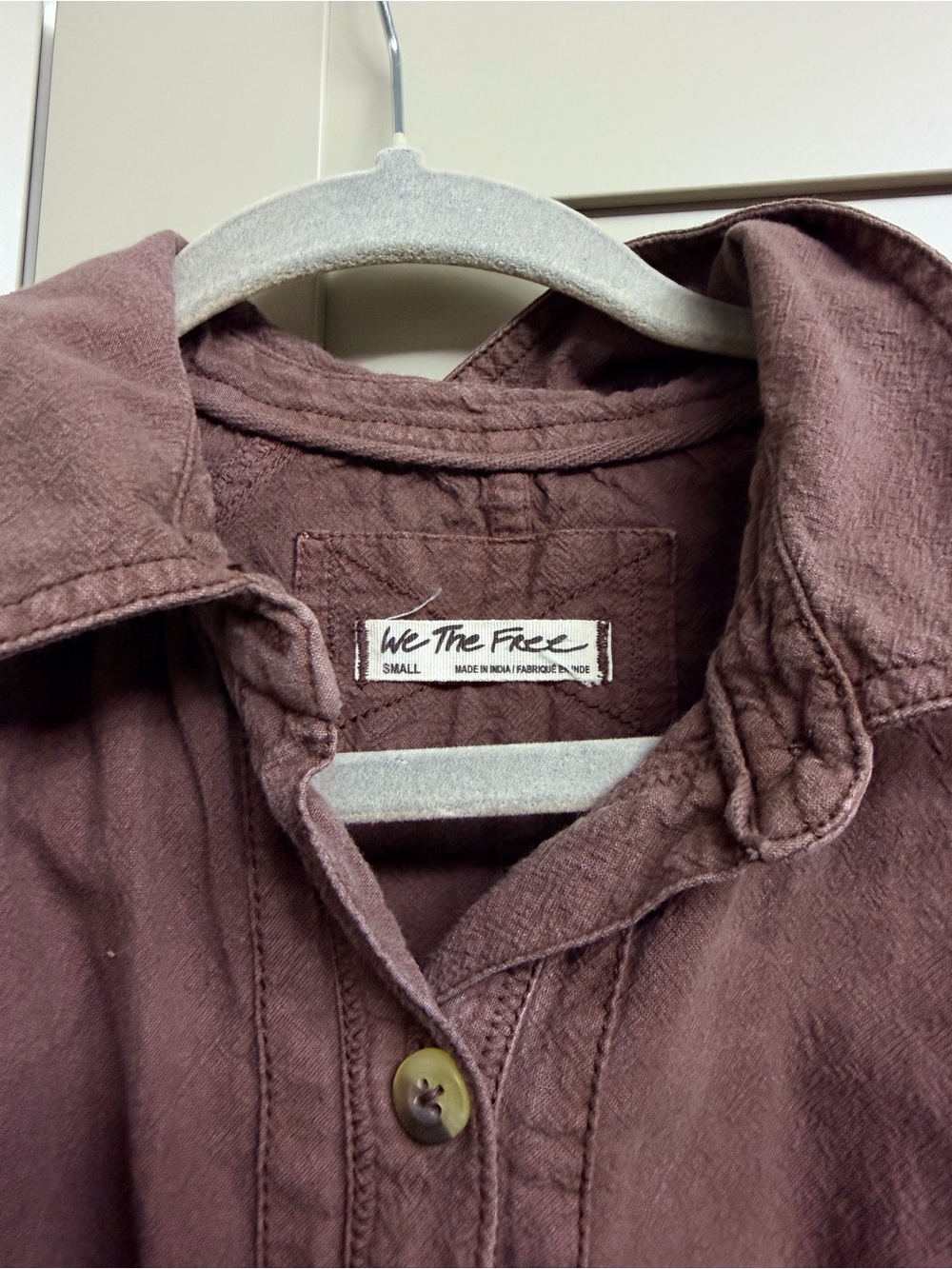 We The Free Washed Mauve Button-Front Short Sleeve Shirt - Picture 4 of 5